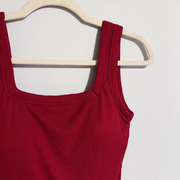 OGL - Red Ribbed Square Neck Tank - Picture 4 of 4
